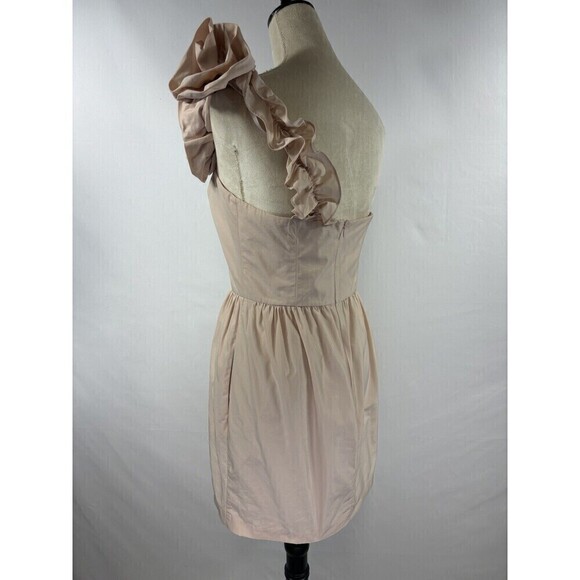 Pearl Georgina Chapman of Marchesa One Shoulder Dress Pink Peach 10 Rosettes - Picture 3 of 13